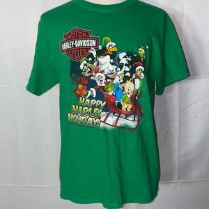 Harley-Davidson Happy Harley Holidays Christmas T-Shirt Size Large